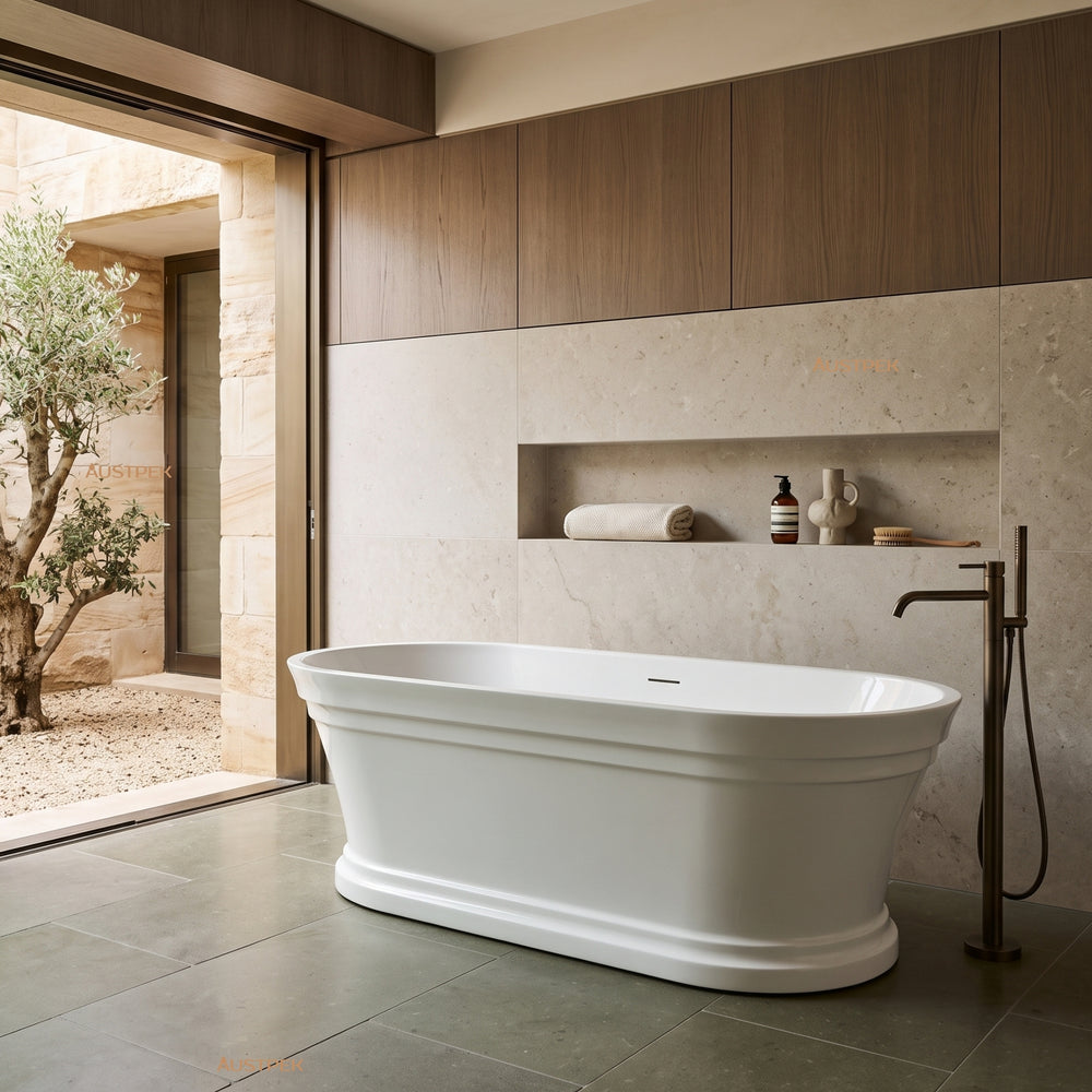 ATTICA HAMPTON FREESTANDING BATHTUB WITH OVERFLOW GLOSS WHITE 1700MM