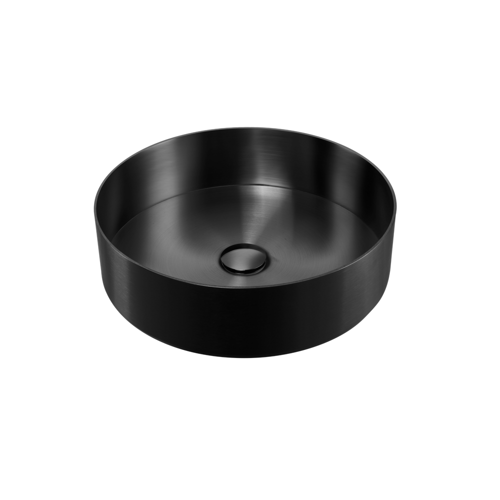 OLIVERI MILAN ROUND STAINLESS STEEL COUNTER TOP BASIN BLACK 400MM