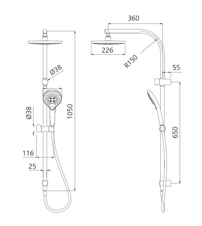 OLIVERI ROME DUAL SHOWER SET CLASSIC GOLD