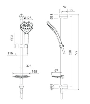 OLIVERI ROME HAND SHOWER WITH RAIL CLASSIC GOLD