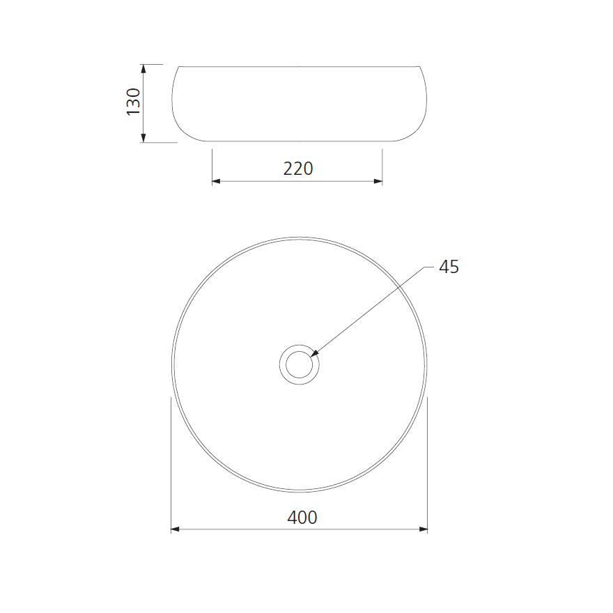 OLIVERI TERZOFOCO CURVED COUNTER TOP BASIN LIGHT EARTH AND MATTE BLACK 400MM