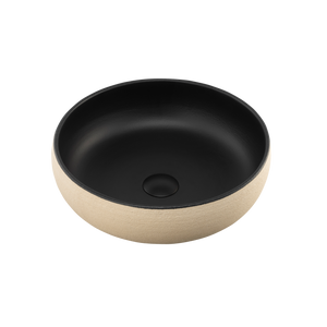 OLIVERI TERZOFOCO CURVED COUNTER TOP BASIN LIGHT EARTH AND MATTE BLACK 400MM