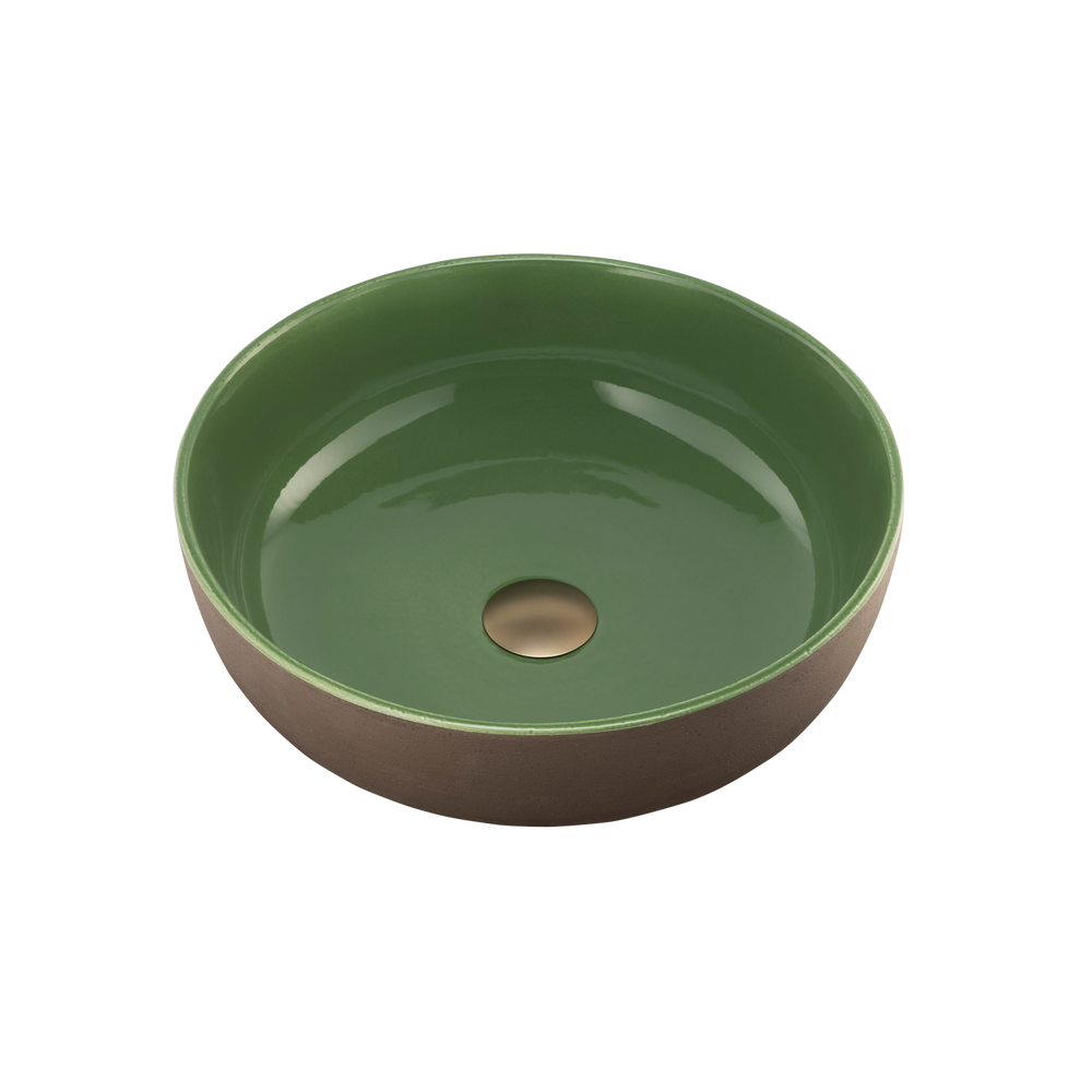 OLIVERI TERZOFOCO CURVED COUNTER TOP BASIN  NATURAL EARTH AND SAGE GREEN 400MM