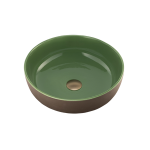 OLIVERI TERZOFOCO CURVED COUNTER TOP BASIN  NATURAL EARTH AND SAGE GREEN 400MM