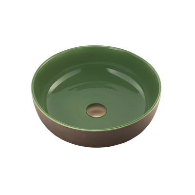 OLIVERI TERZOFOCO CURVED COUNTER TOP BASIN  NATURAL EARTH AND SAGE GREEN 400MM