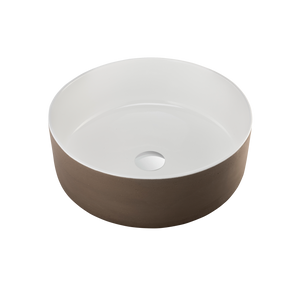 OLIVERI TERZOFOCO ROUND COUNTER TOP BASIN NATURAL EARTH AND WHITE 420MM