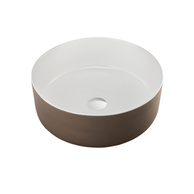 OLIVERI TERZOFOCO ROUND COUNTER TOP BASIN NATURAL EARTH AND WHITE 420MM