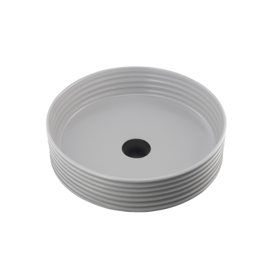 OLIVERI TERZOFOCO ROUND RIBBED SHORT COUNTER TOP BASIN GREY 405MM