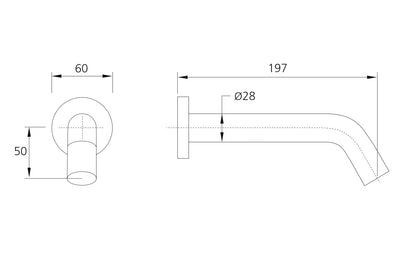 OLIVERI VENICE WALL MOUNTED SENSOR TAP 197MM MATTE BLACK