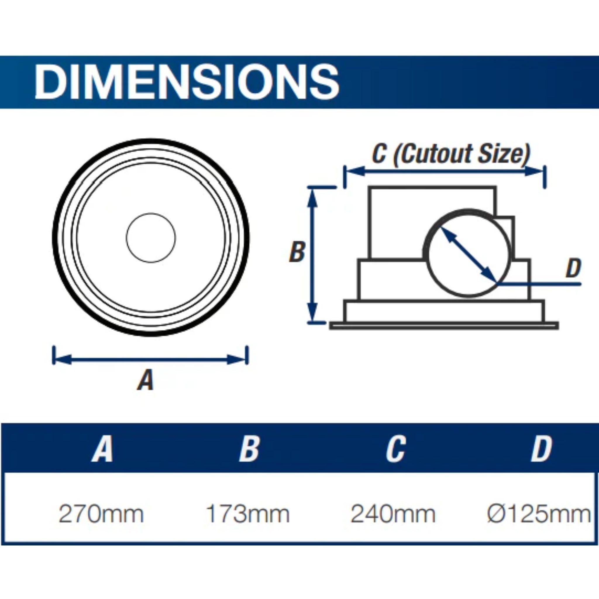 VENTAIR OLSON 200 LED UNIVERSAL SIDE DUCTED EXHAUST WITH 10 WATT LED CENTRE LIGHT FAN WHITE