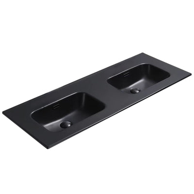 POSEDION OLIVIA MATTE BLACK DOUBLE BOWL CERAMIC VANITY TOP 1215MM