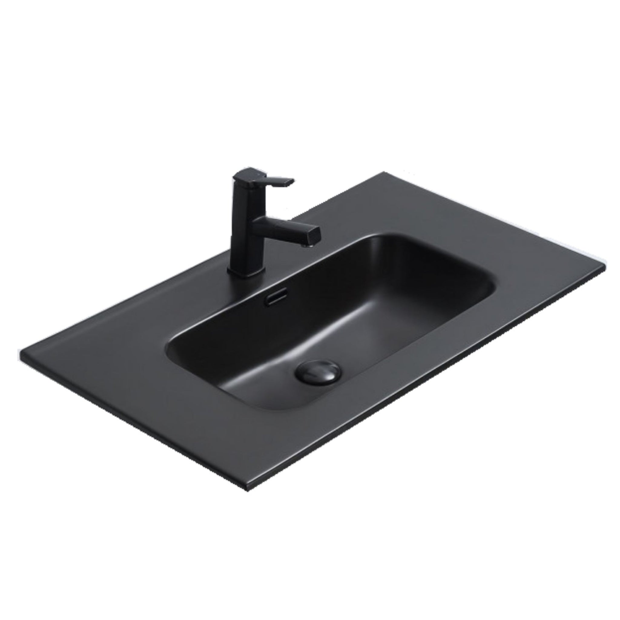 POSEDION OLIVIA MATTE BLACK SINGLE BOWL CERAMIC VANITY TOP (AVAILABLE IN 613MM, 760MM, 913MM AND 1213MM)