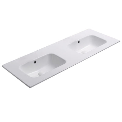 POSEDION OLIVIA MATTE WHITE DOUBLE BOWL CERAMIC VANITY TOP 1215MM