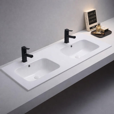 POSEDION OLIVIA MATTE WHITE DOUBLE BOWL CERAMIC VANITY TOP 1215MM