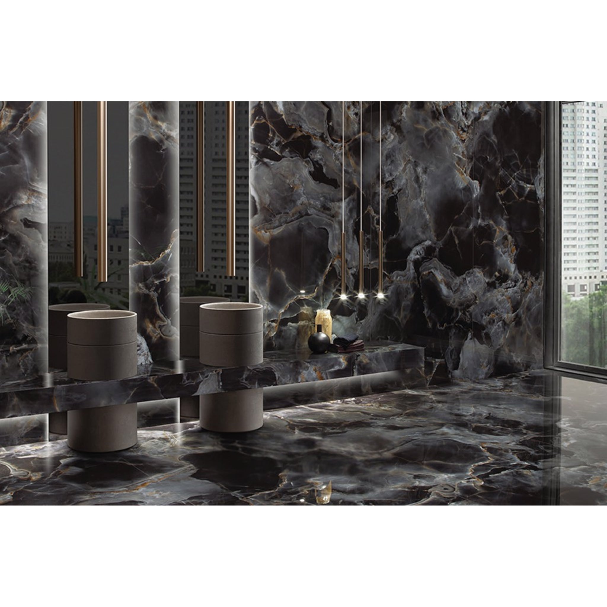 EVERSTONE ONICE REALE BLACK DIAMOND POLISHED 1200X600MM RECTANGULAR TILE (PER BOX)