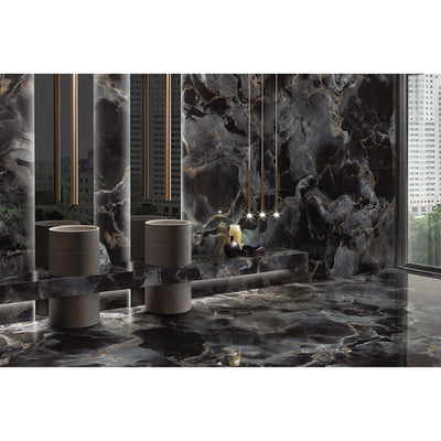 EVERSTONE ONICE REALE BLACK DIAMOND POLISHED 1200X600MM RECTANGULAR TILE (PER BOX)