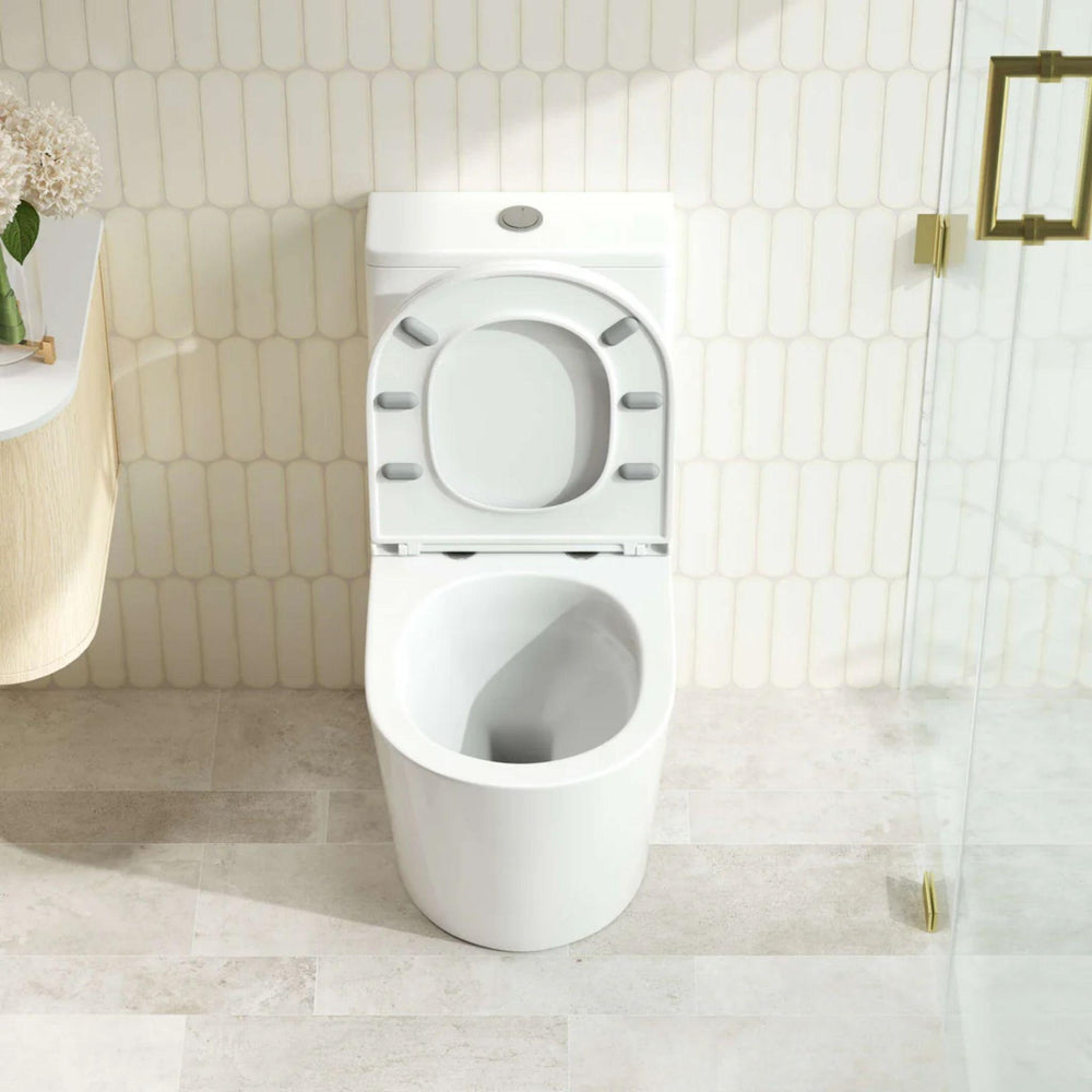 MERCIO OXFORD QUIET RIMLESS AND TORNADO FLUSH BACK TO WALL TOILET SUITE GLOSS WHITE