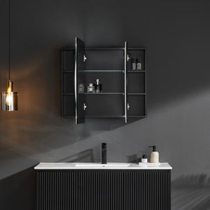 CETO OLIVIA MATTE BLACK MIRROR SHAVING CABINET 1200X750MM