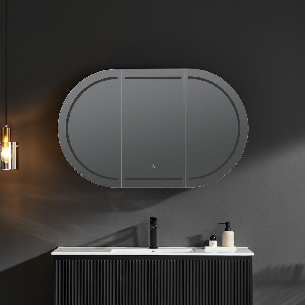 CETO OLIVIA MATTE BLACK LED MIRROR SHAVING CABINET 1200X750MM