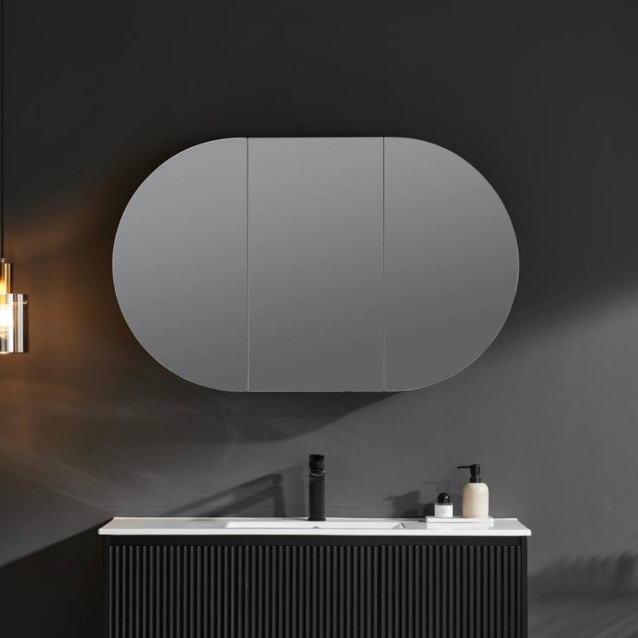 CETO OLIVIA MATTE BLACK MIRROR SHAVING CABINET 1200X750MM