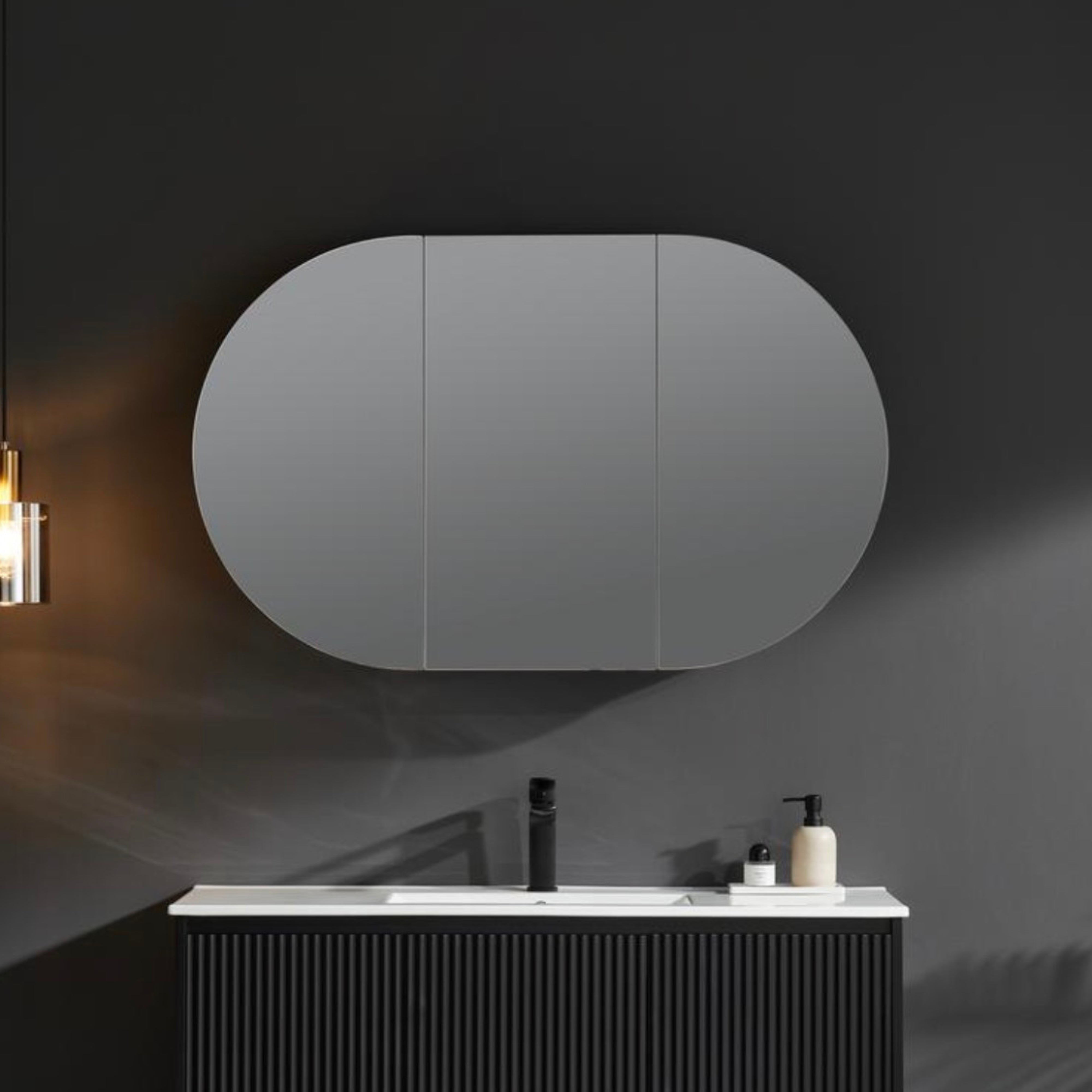 CETO OLIVIA MATTE BLACK MIRROR SHAVING CABINET 1200X750MM