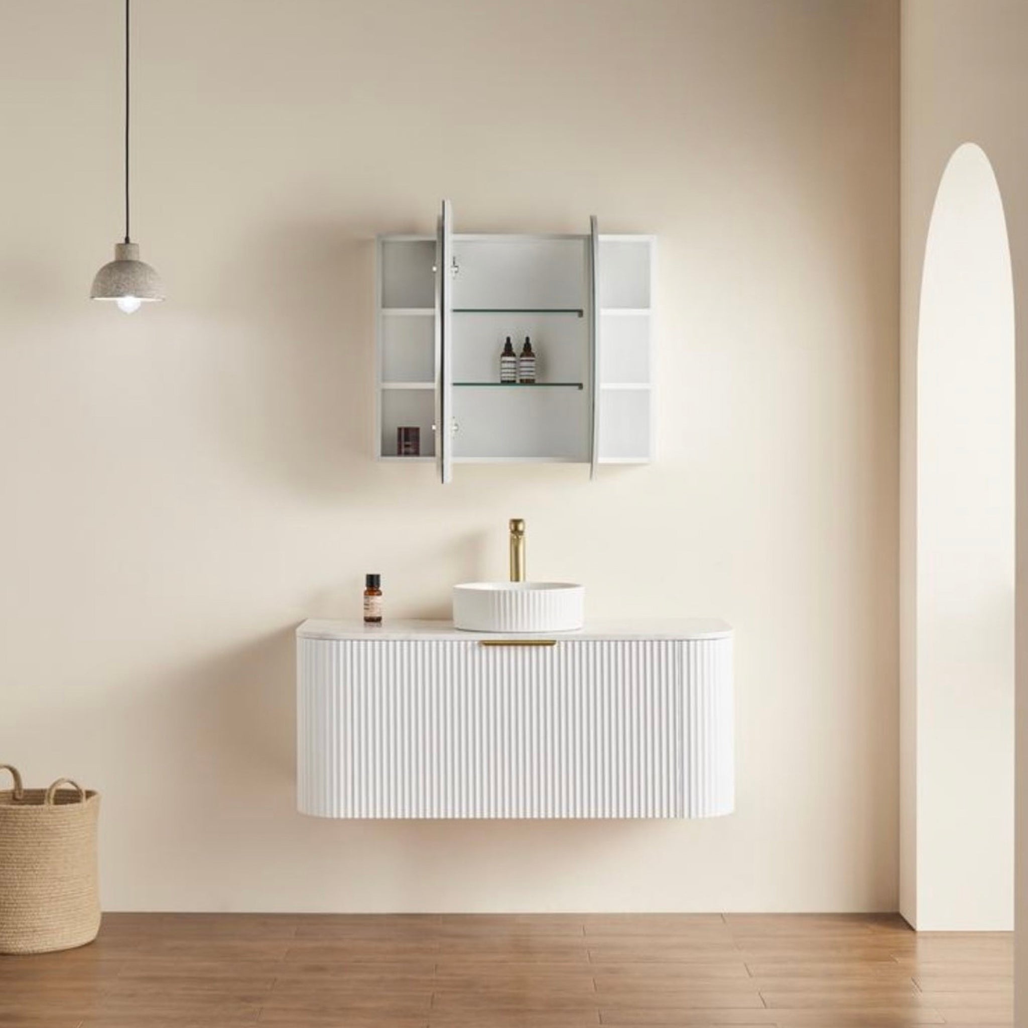 CETO OLIVIA MATTE WHITE MIRROR SHAVING CABINET 1200X750MM