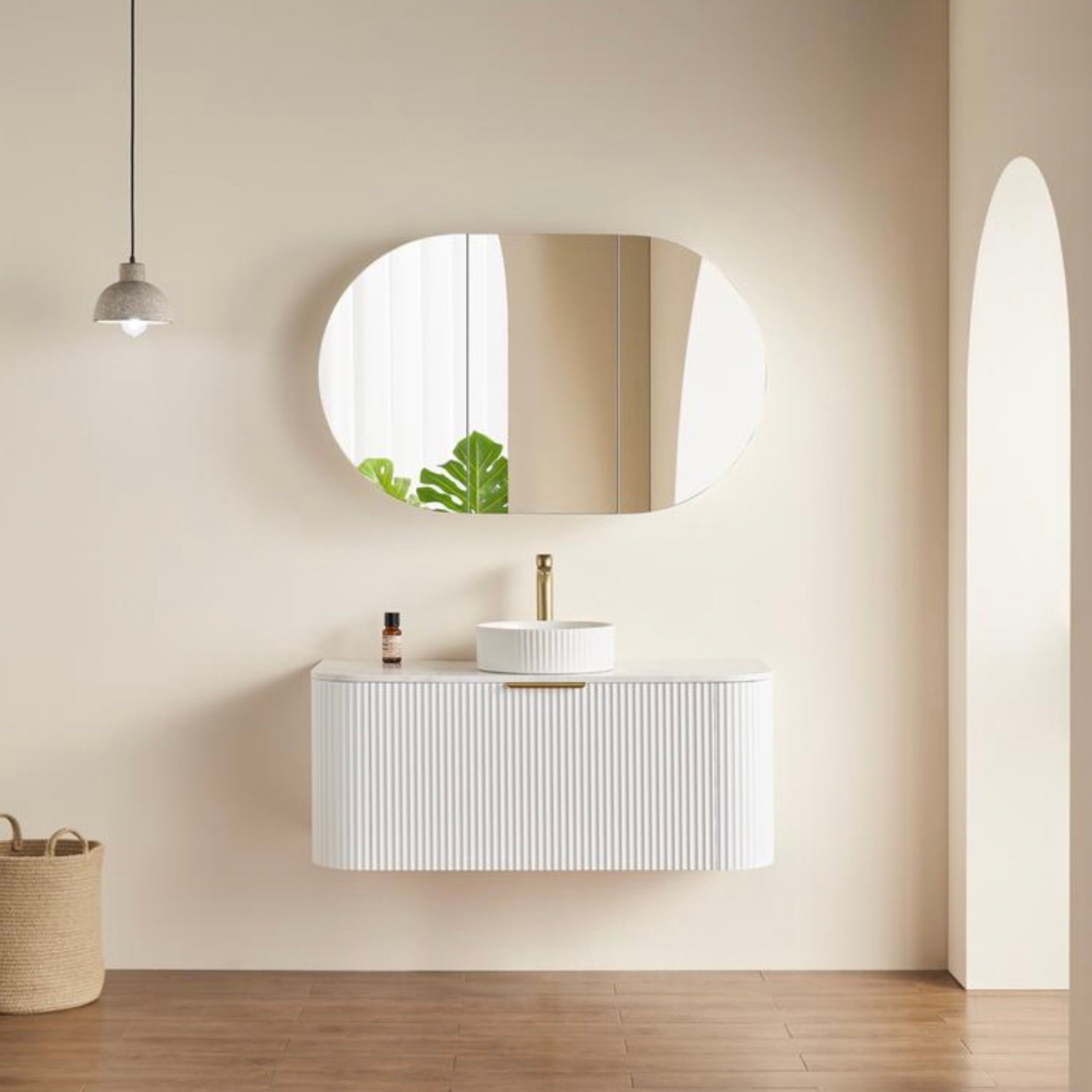 CETO OLIVIA MATTE WHITE MIRROR SHAVING CABINET 1200X750MM