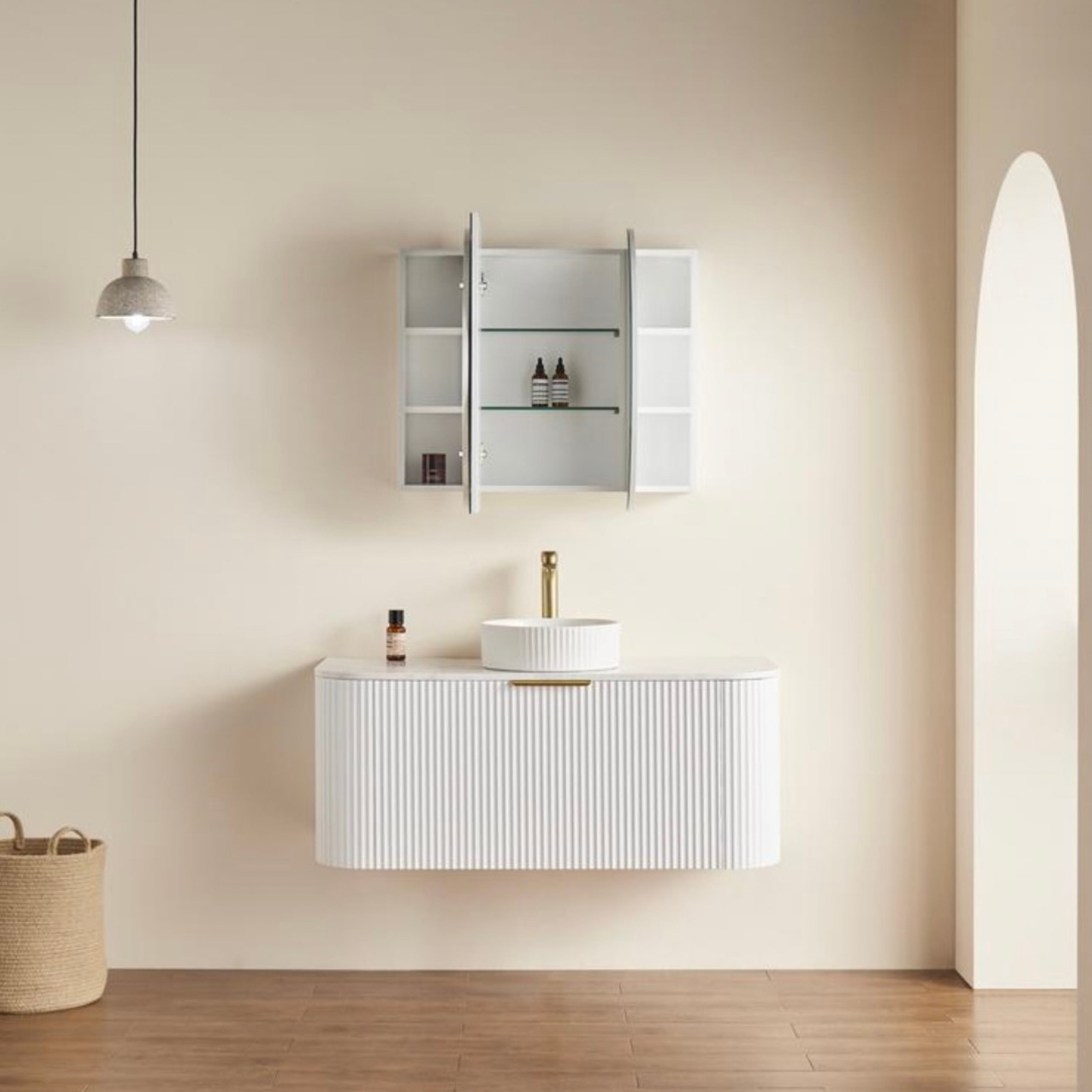CETO OLIVIA MATTE WHITE MIRROR SHAVING CABINET 1200X750MM
