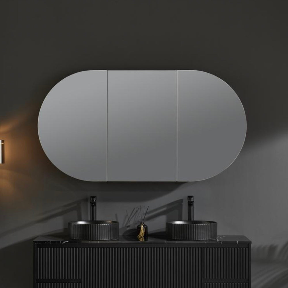 CETO OLIVIA MATTE BLACK MIRROR SHAVING CABINET 1500X800MM