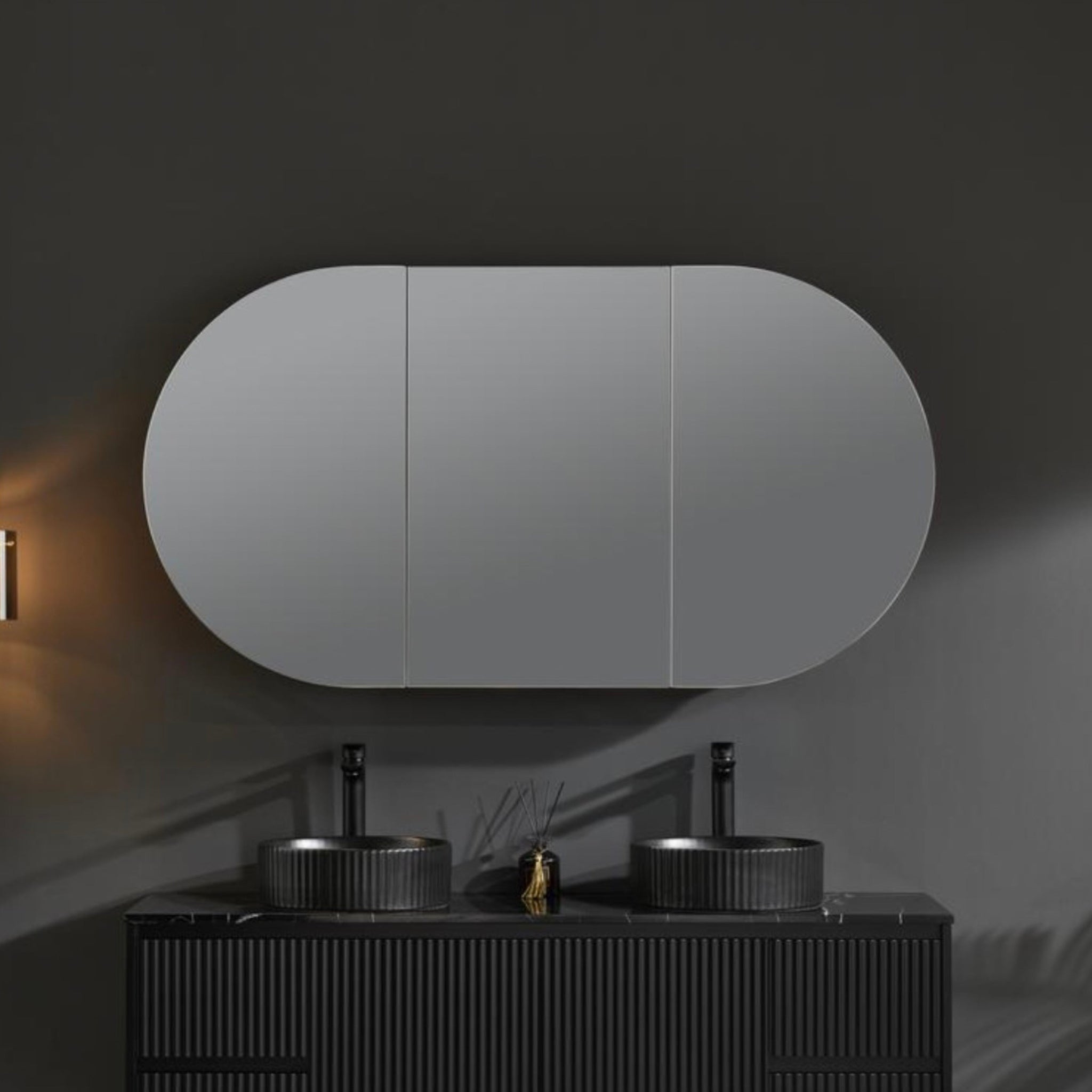 CETO OLIVIA MATTE BLACK MIRROR SHAVING CABINET 1500X800MM