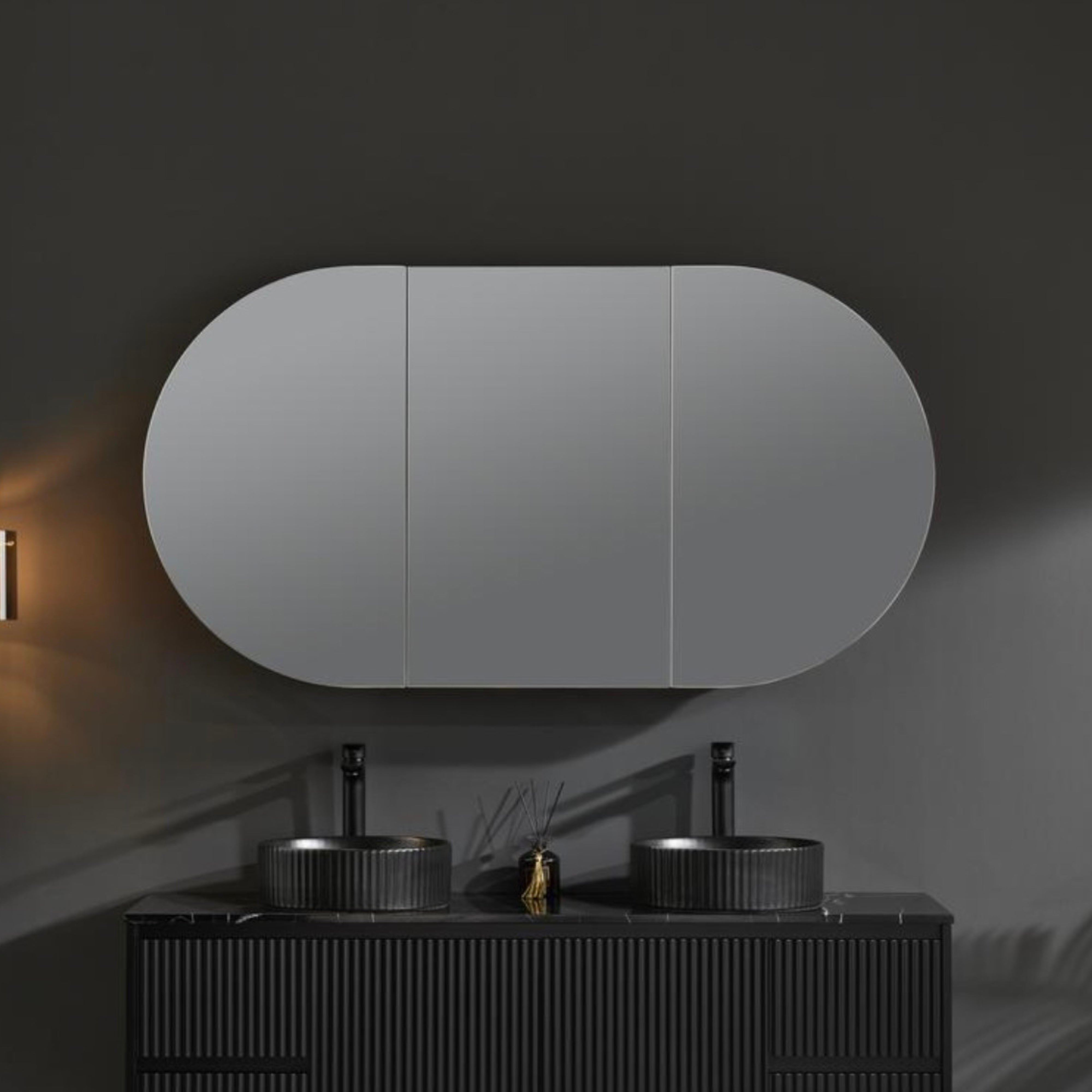 CETO OLIVIA MATTE BLACK MIRROR SHAVING CABINET 1500X800MM