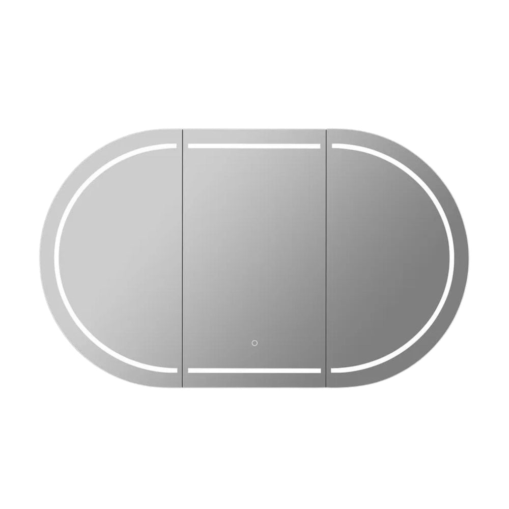 POSEIDON OLIVIA MATTE WHITE LED MIRROR SHAVING CABINET 1500X800MM