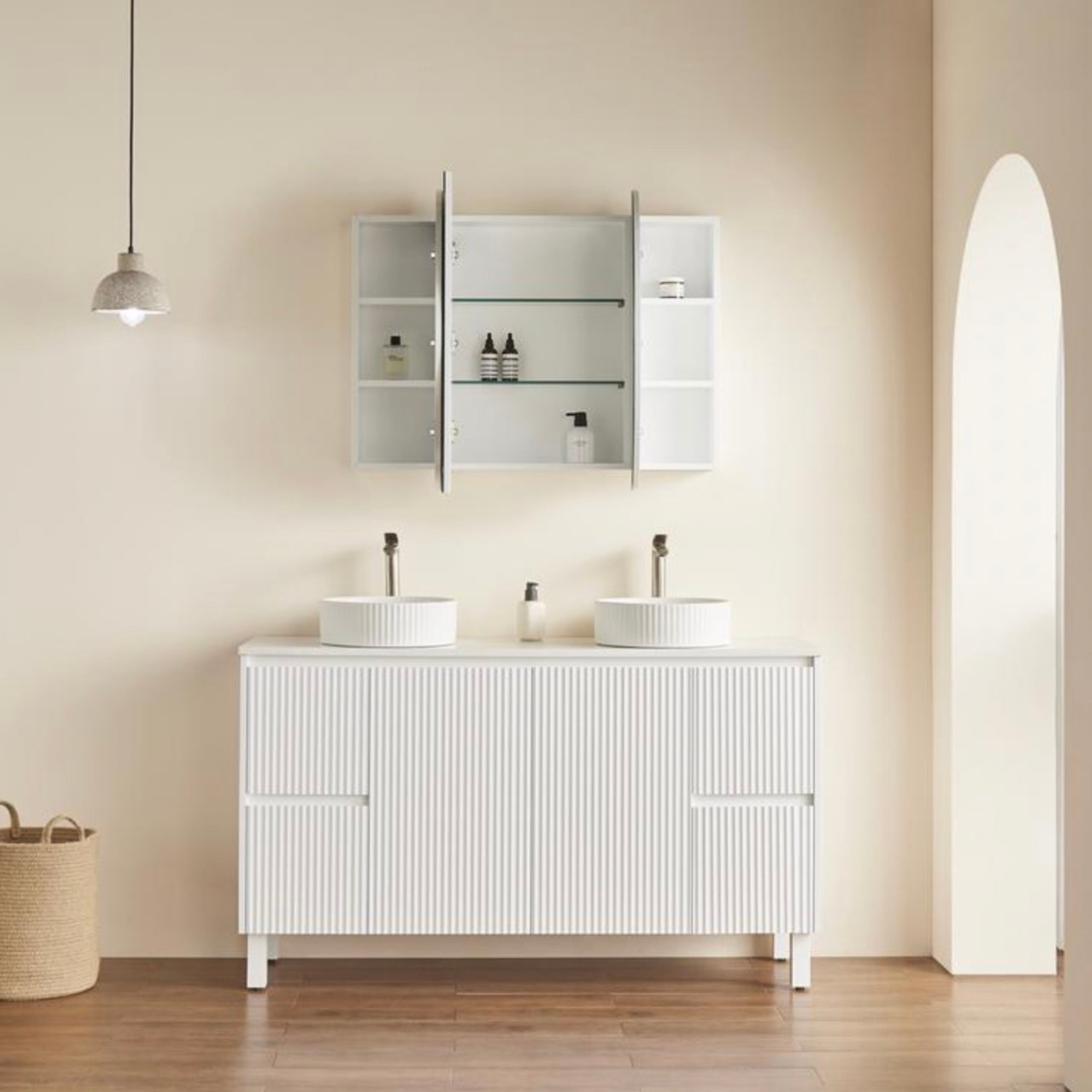 CETO OLIVIA MATTE WHITE MIRROR SHAVING CABINET 1500X800MM