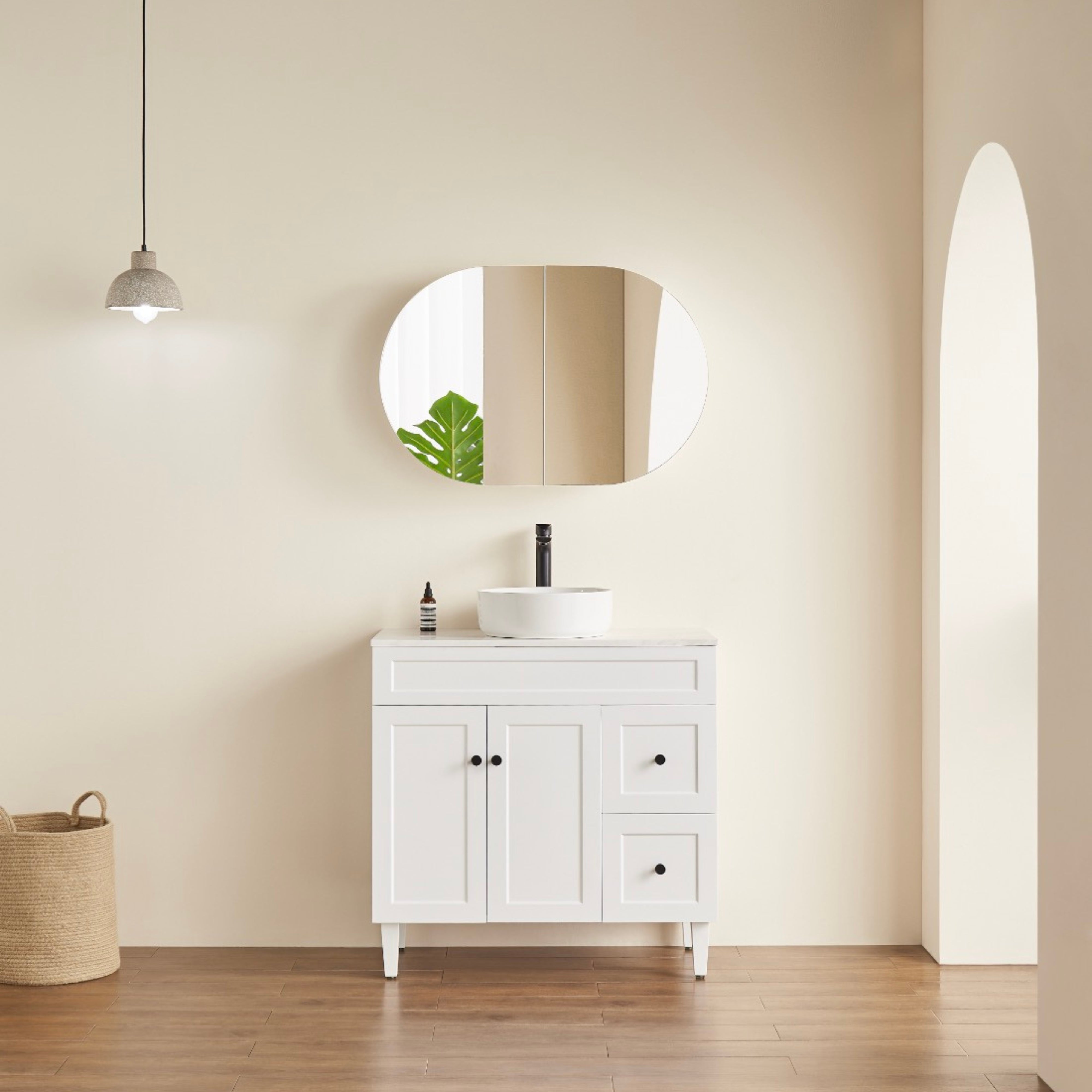 CETO OLIVIA MATTE WHITE MIRROR SHAVING CABINET 900X600MM