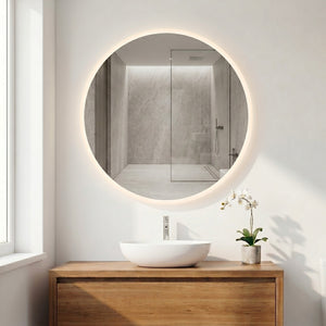 VITO OVIAN ROUND FRAMELESS BACKLIT LED MIRROR 3 COLOUR LIGHTS 700X700MM