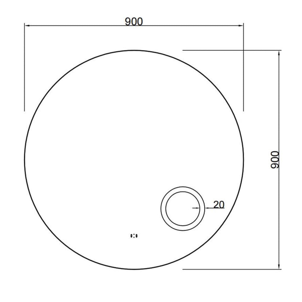 VITO OVIAN ROUND FRAMELESS BACKLIT LED MIRROR WITH MAGNIFIER 3 COLOUR LIGHTS 900X900MM