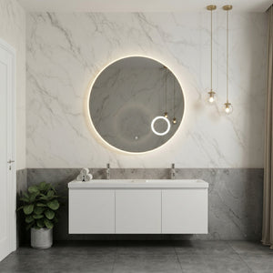 VITO OVIAN ROUND FRAMELESS BACKLIT LED MIRROR WITH MAGNIFIER 3 COLOUR LIGHTS 900X900MM