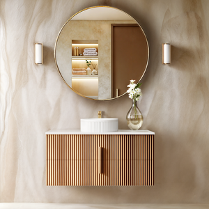 ORIO EDEN LIGHT WALNUT 1200MM SINGLE BOWL WALL HUNG VANITY