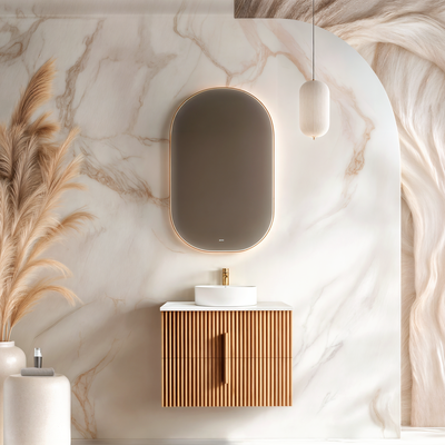 ORIO EDEN LIGHT WALNUT 750MM SINGLE BOWL WALL HUNG VANITY