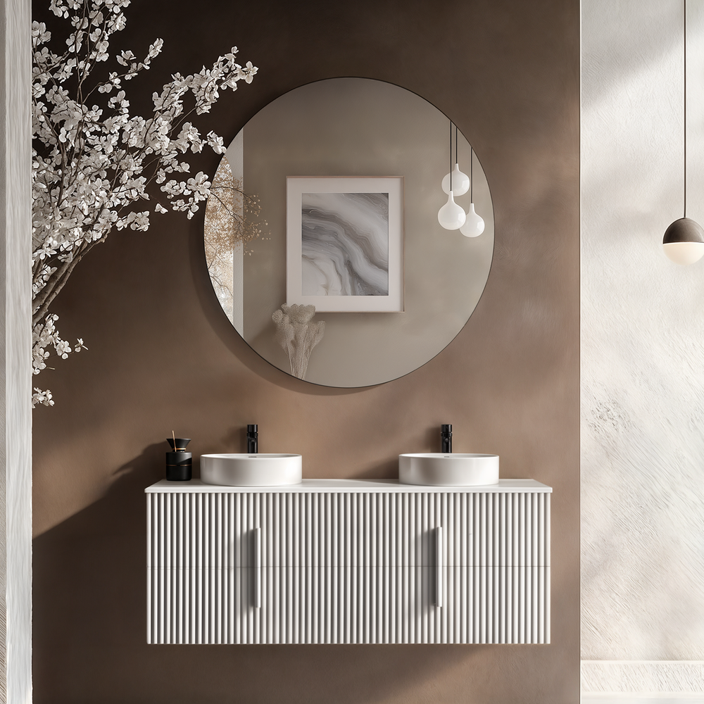 ORIO EDEN MATTE WHITE 1500MM DOUBLE BOWL WALL HUNG VANITY