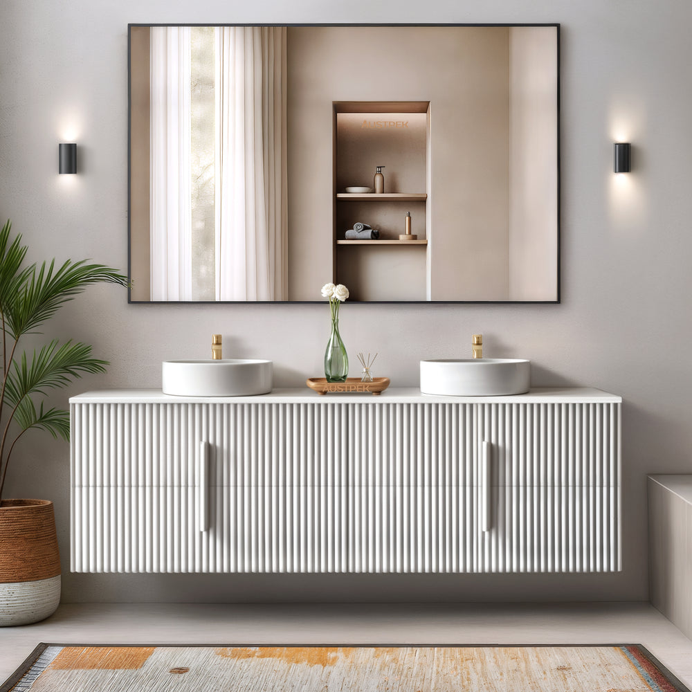 ORIO EDEN MATTE WHITE 1800MM DOUBLE BOWL WALL HUNG VANITY