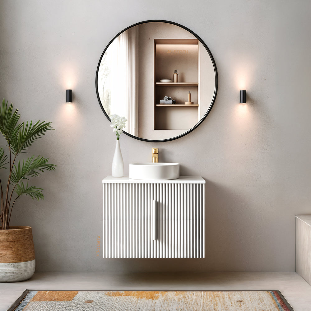 ORIO EDEN MATTE WHITE 750MM SINGLE BOWL WALL HUNG VANITY