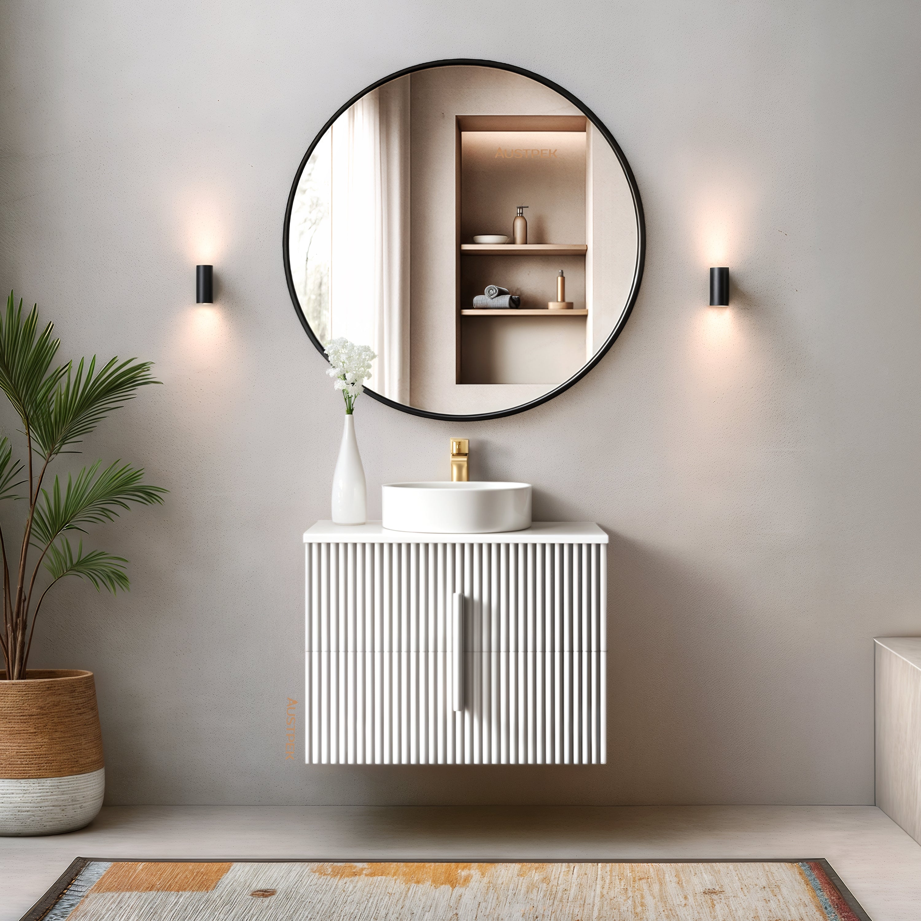 ORIO EDEN MATTE WHITE 750MM SINGLE BOWL WALL HUNG VANITY