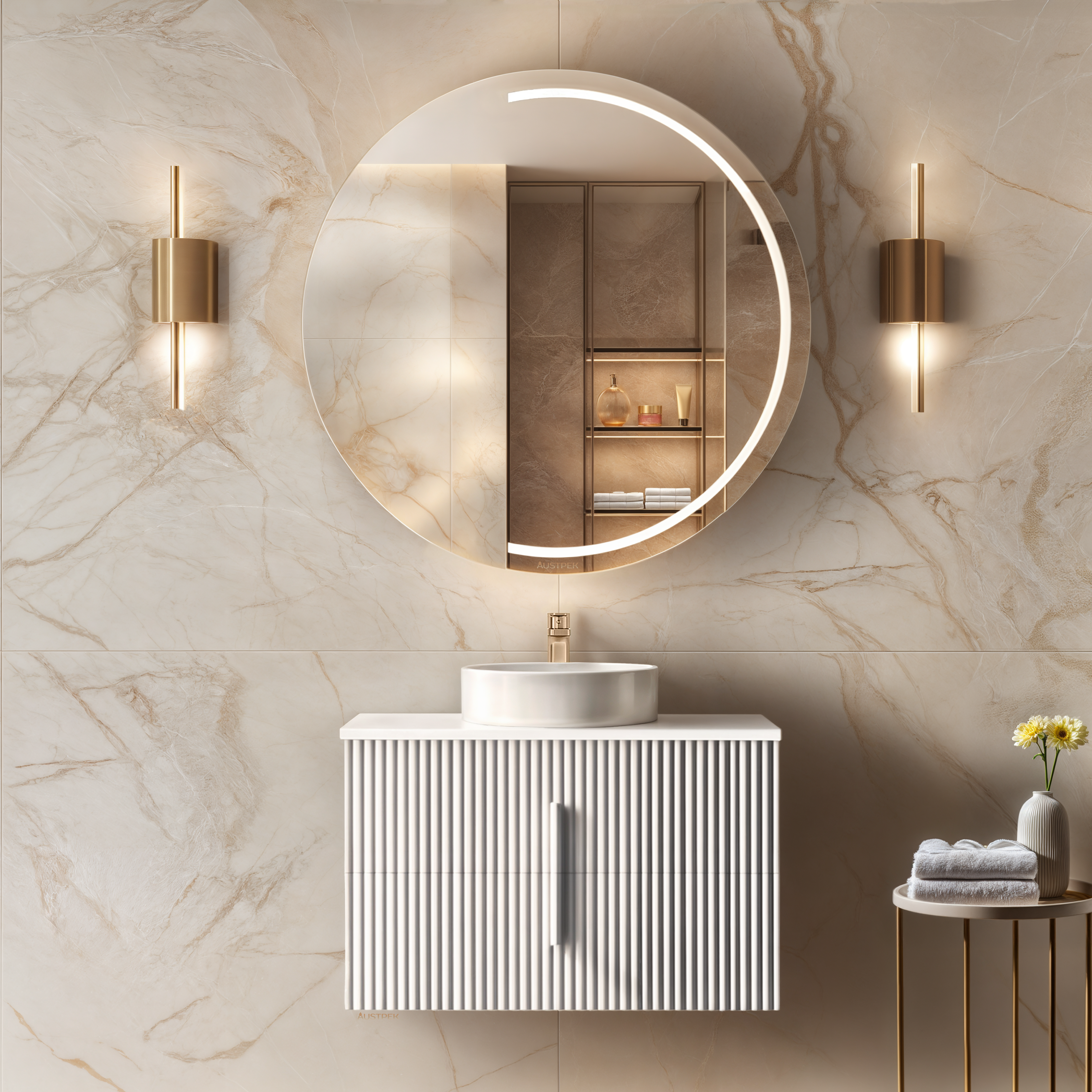 ORIO EDEN MATTE WHITE 900MM SINGLE BOWL WALL HUNG VANITY