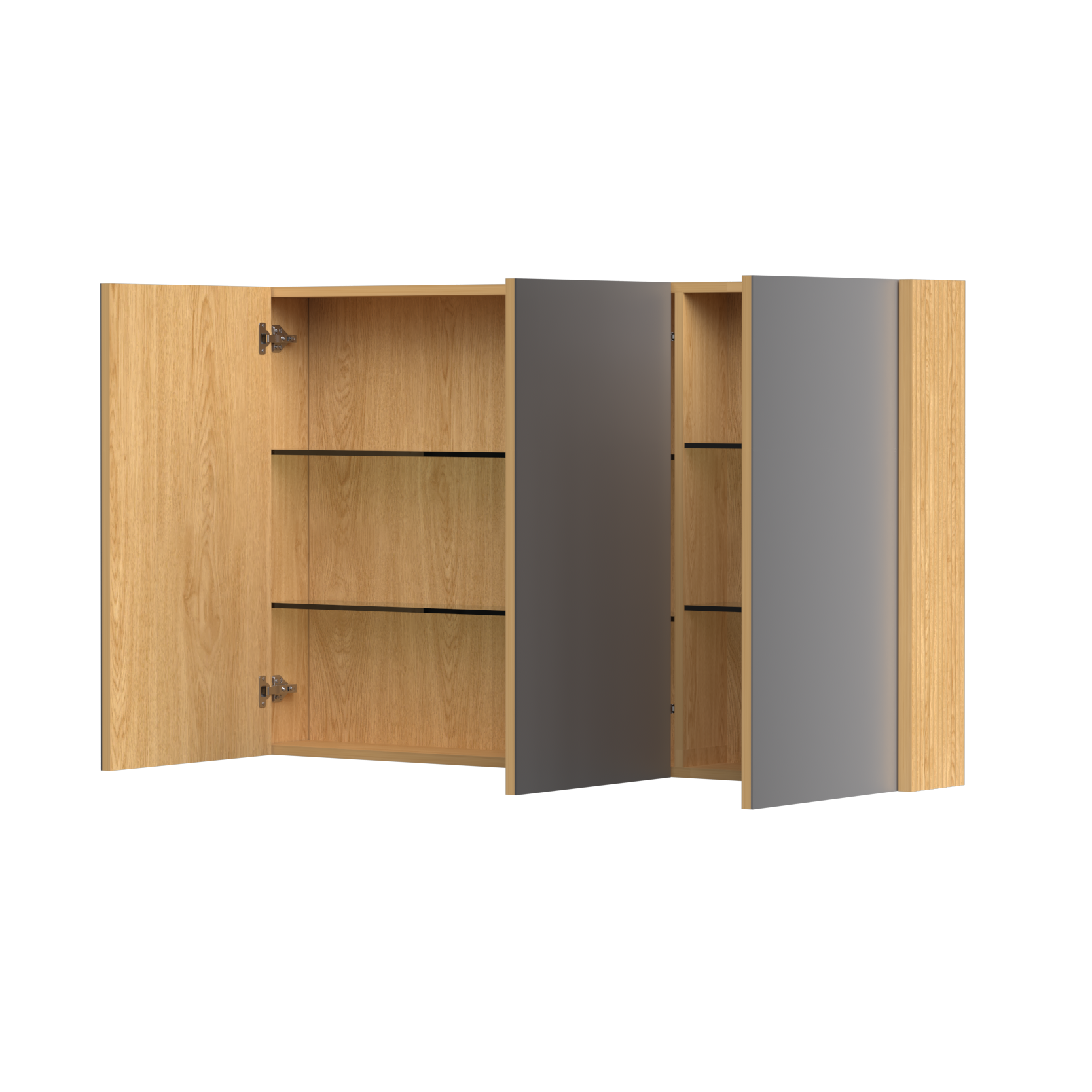 ORIO HAYMAN LIGHT WALNUT FLUTED MIRROR SHAVING CABINET 1200MM