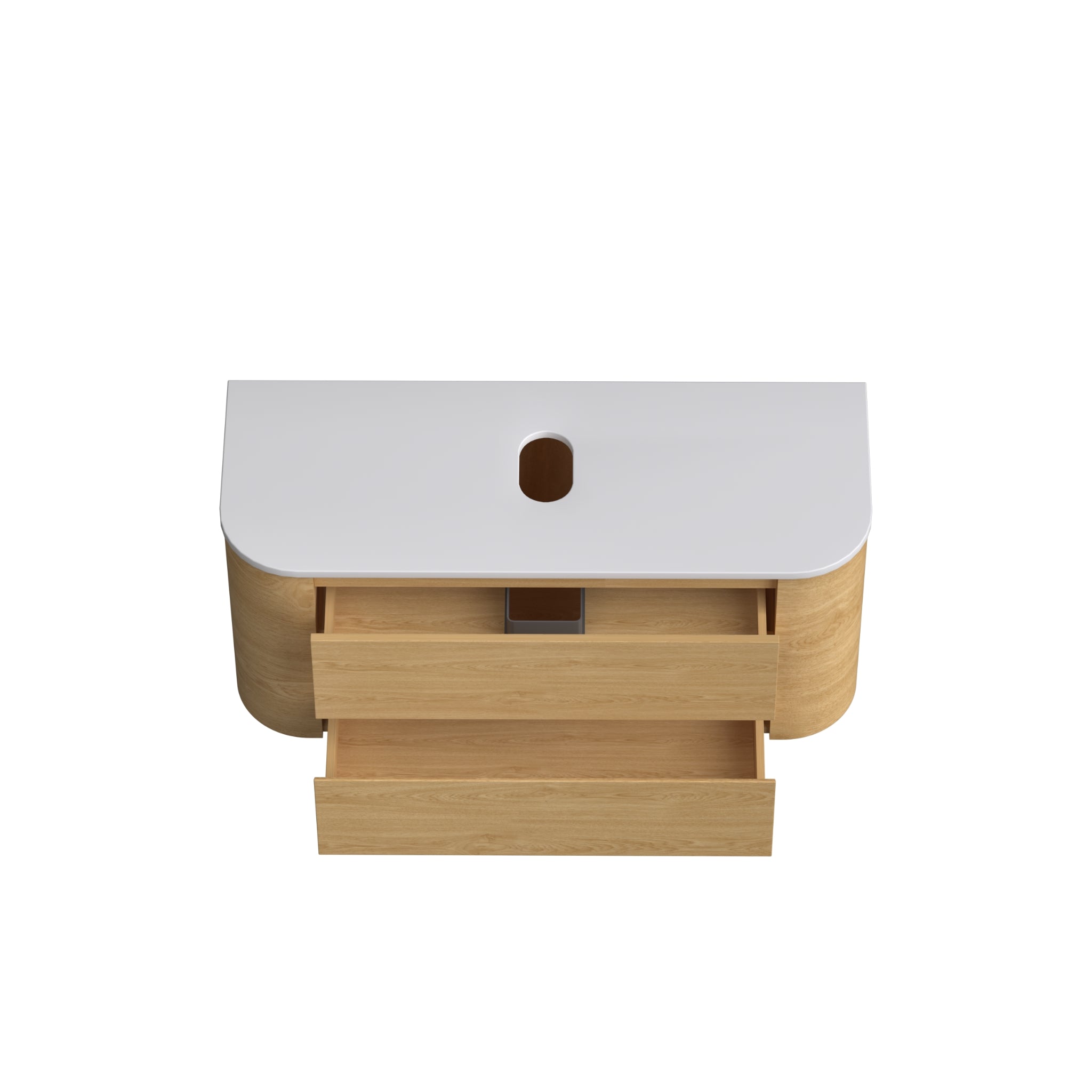 ORIO PEBBLE NATURAL OAK 1200MM CURVE SINGLE BOWL WALL HUNG VANITY