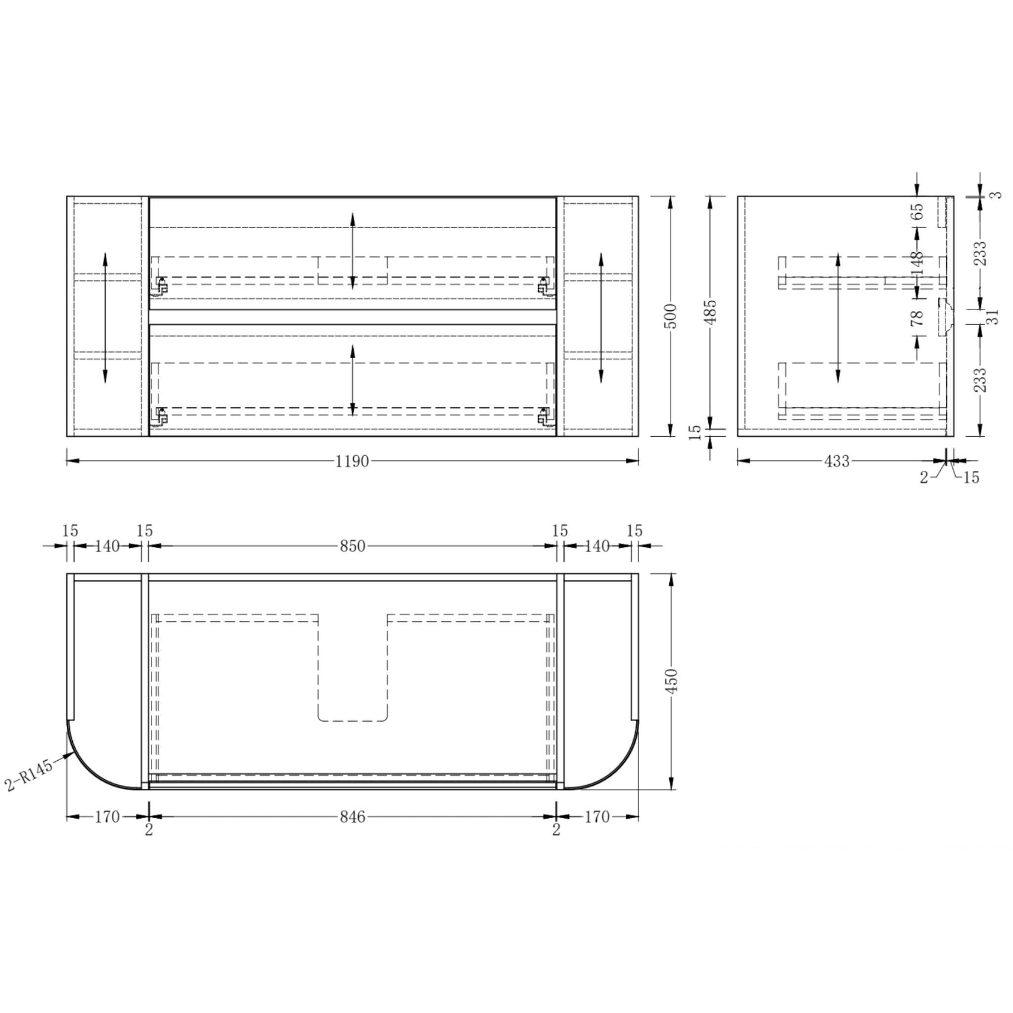 ORIO PEBBLE NATURAL OAK 1200MM CURVE SINGLE BOWL WALL HUNG VANITY