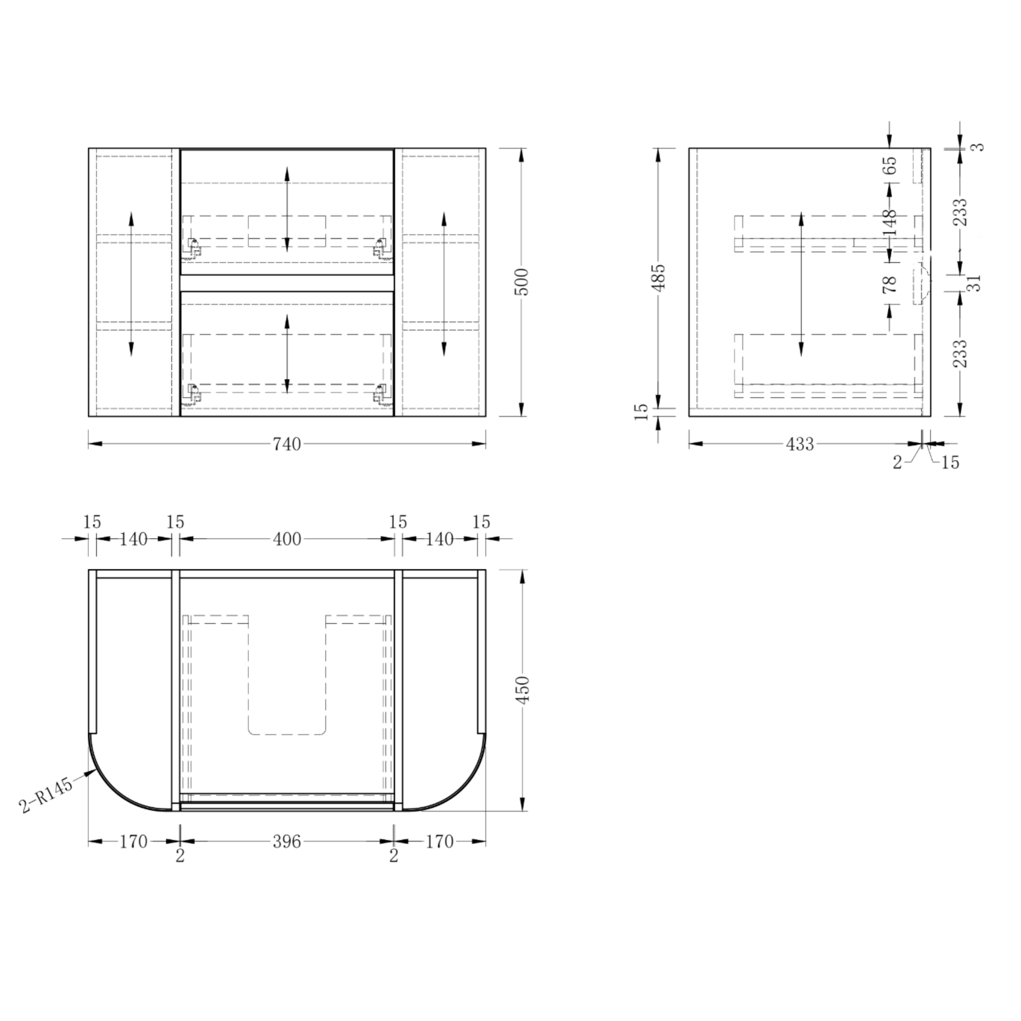 ORIO PEBBLE NATURAL OAK 750MM CURVE SINGLE BOWL WALL HUNG VANITY