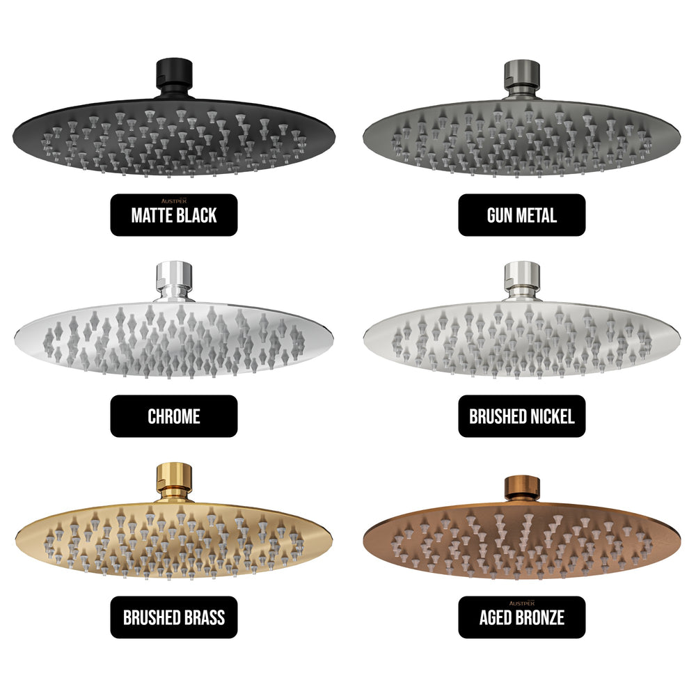 LINSOL ORO ROUND SHOWER HEAD 200MM MATTE BLACK