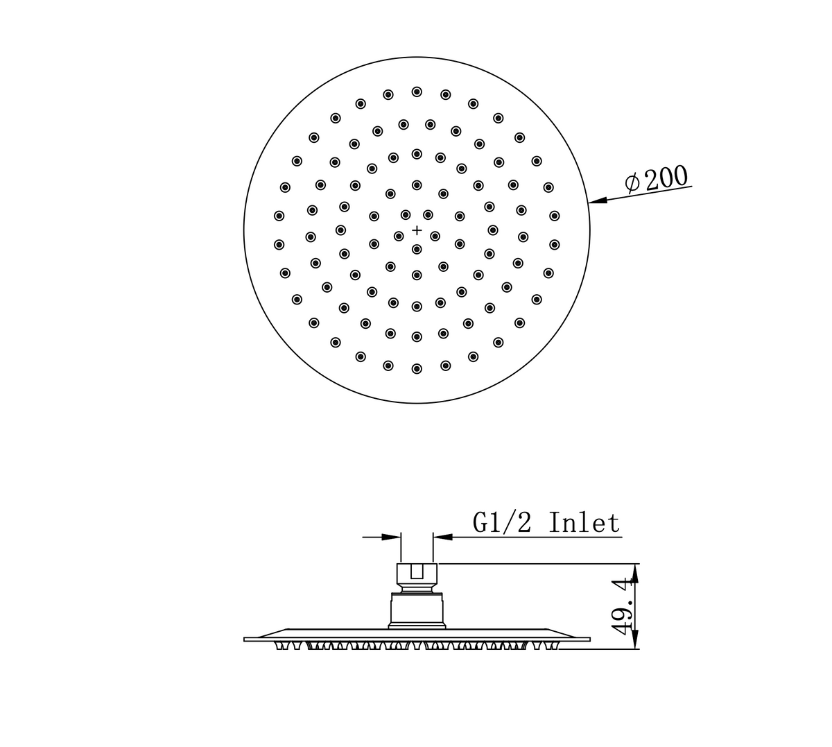Linsol Oro Round Shower Head 200mm